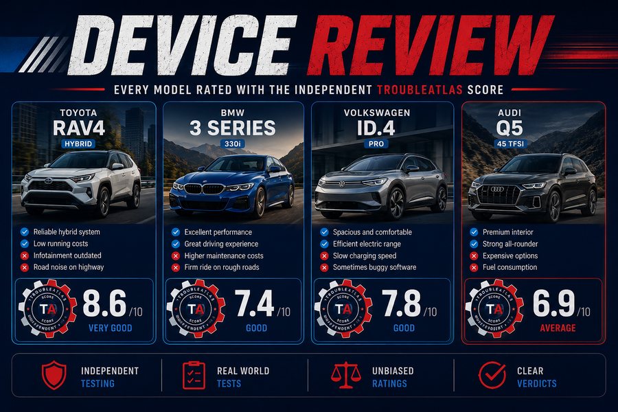 Device Reviews — every model rated with the TroubleAtlas Score